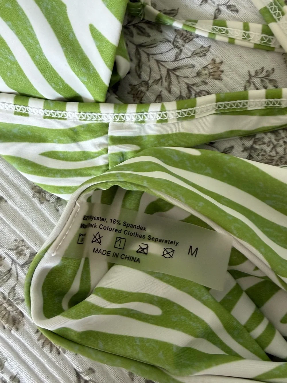 Green Zebra Print Triangle Bikini Set | Size M